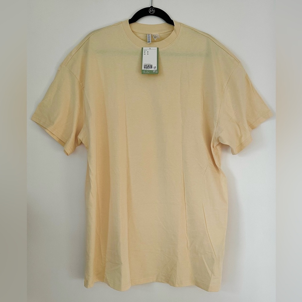 H&M Light Yellow Short Sleeve Oversised T Shirt Dress